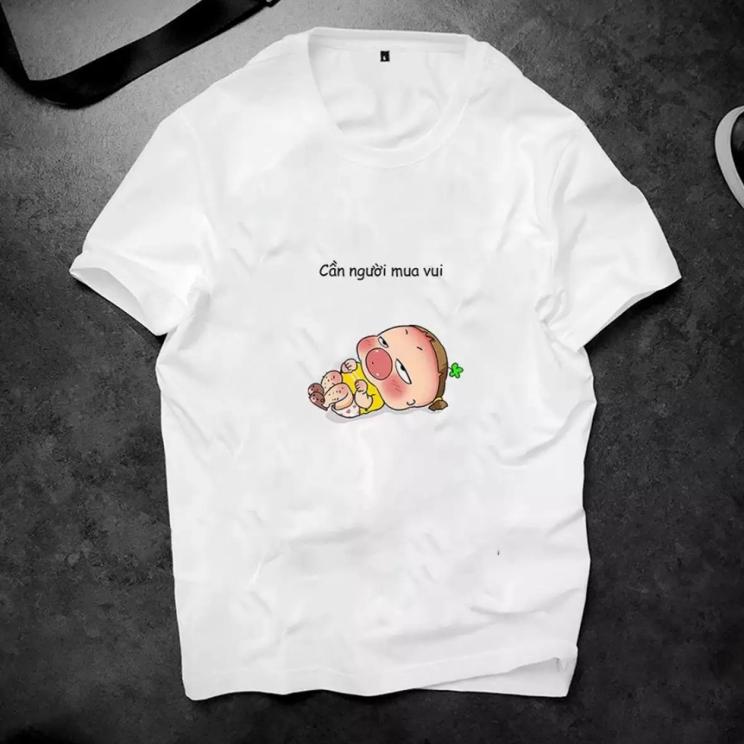 Áo thun nữ form rộng Hàn Quốc in hình Quỳnh Aka Cần Người Mua Vui dễ thương vải dày mịn mát