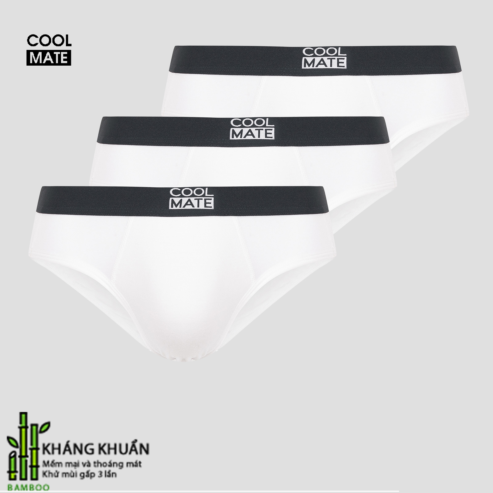 [CHỈ 20H 24-29.8 TẶNG QUÀ ĐƠN TỪ 299K]COMBO 3 Quần lót tam giác nam Brief Bamboo kháng khuẩn Coolmate