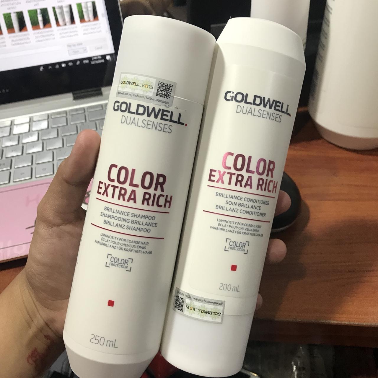 Combo Dầu gội xả dưỡng tóc nhuộm Goldwell Color Extra Rich 250ml/200ml