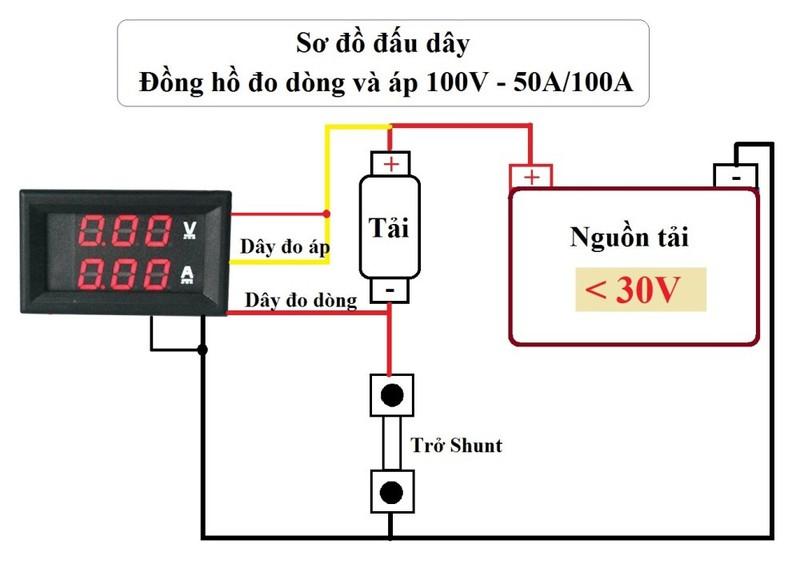 Module Đo Dòng Đo Áp 100V  50A Có Trở Shunt Đi Kèm
