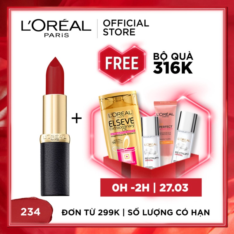 Son lì mịn môi LOreal Paris Color Riche Matte BST Worth the red 3.7g