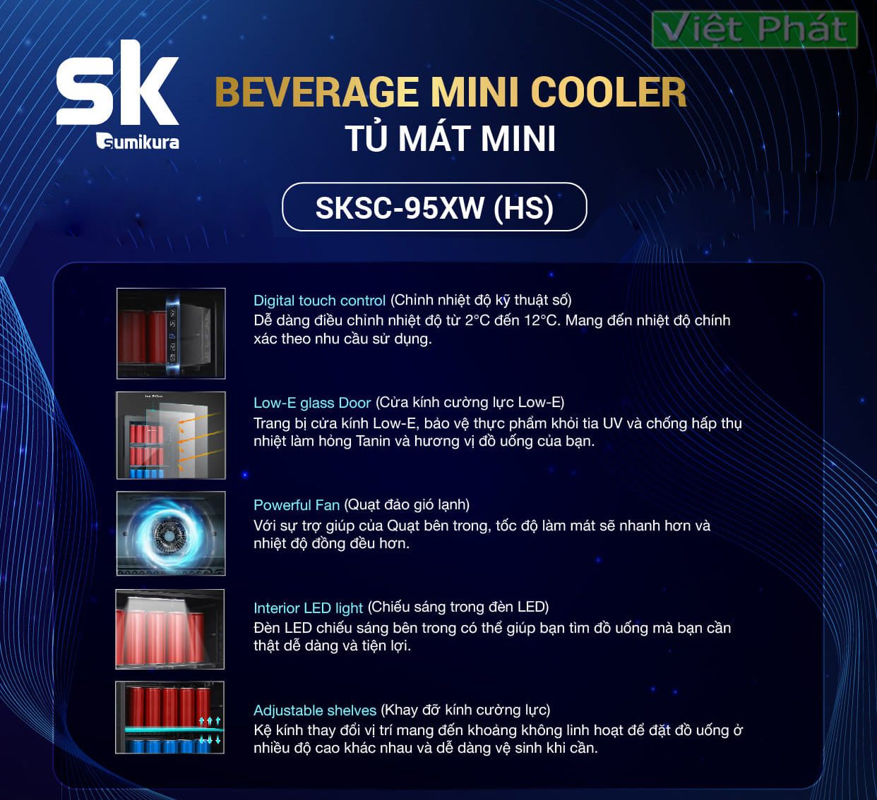 Tủ mát mini 93L Sumikura SKSC-95XW (HS) (Miễn phí giao tại HCM-ngoài tỉnh liên hệ shop)