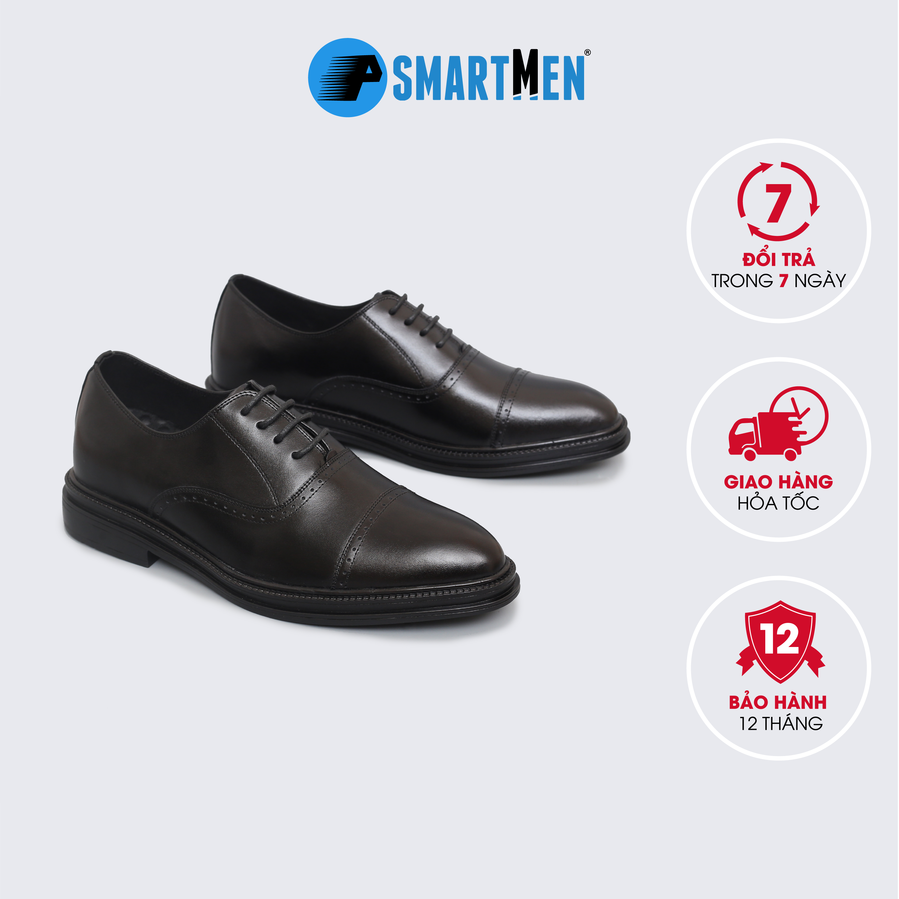 Giày Công sở Tăng chiều cao SMARTMEN GD-400 Đen
