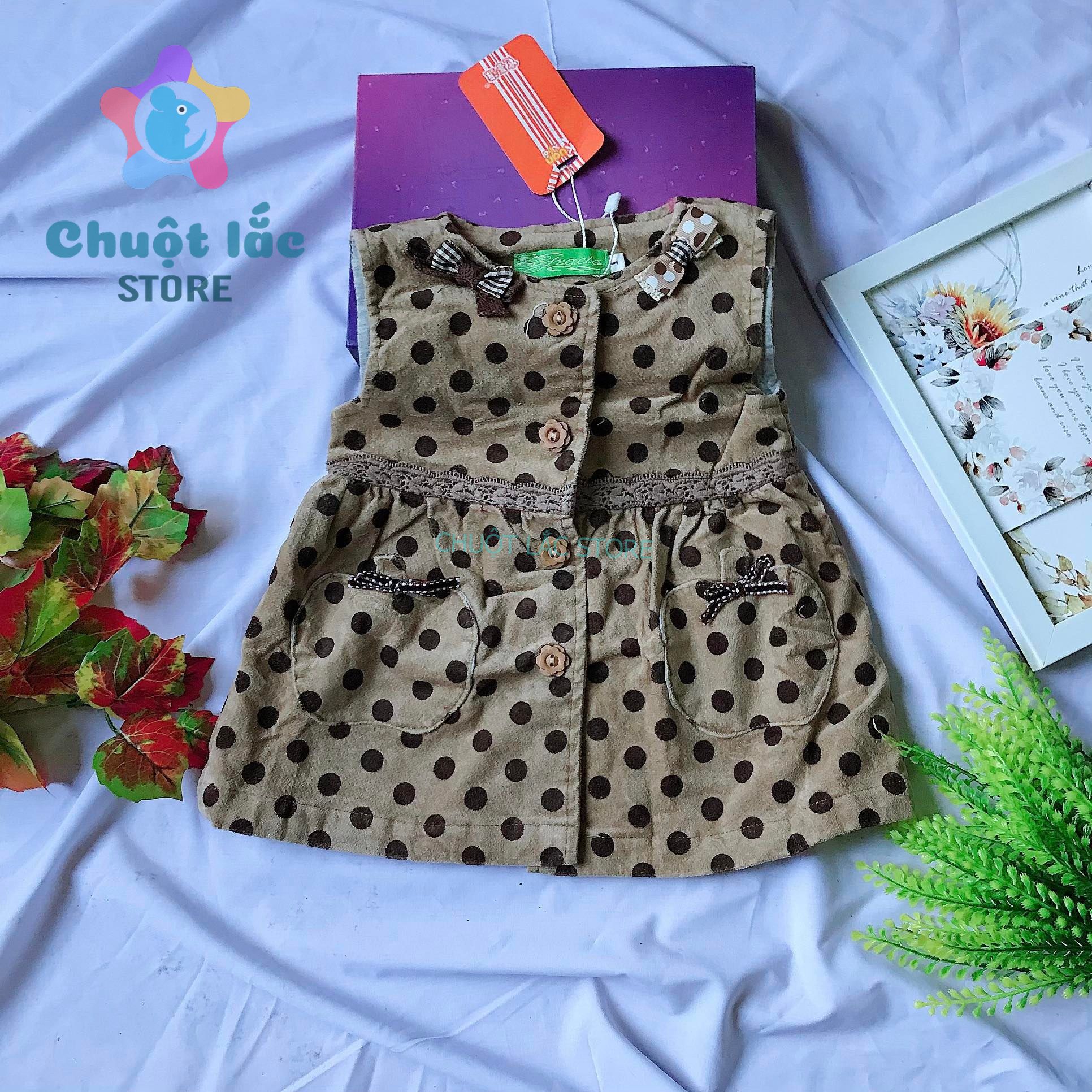 Váy đầm cho bé gái chất nhung lót cotton cho bé từ 5kg đến 15kg