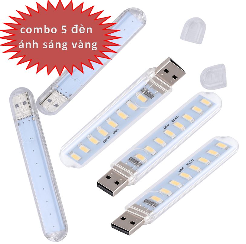 5 Pieces Portable Mini USB Power 8 LED Night Light 5V Reading Lamp for Power Bank Laptop Computer