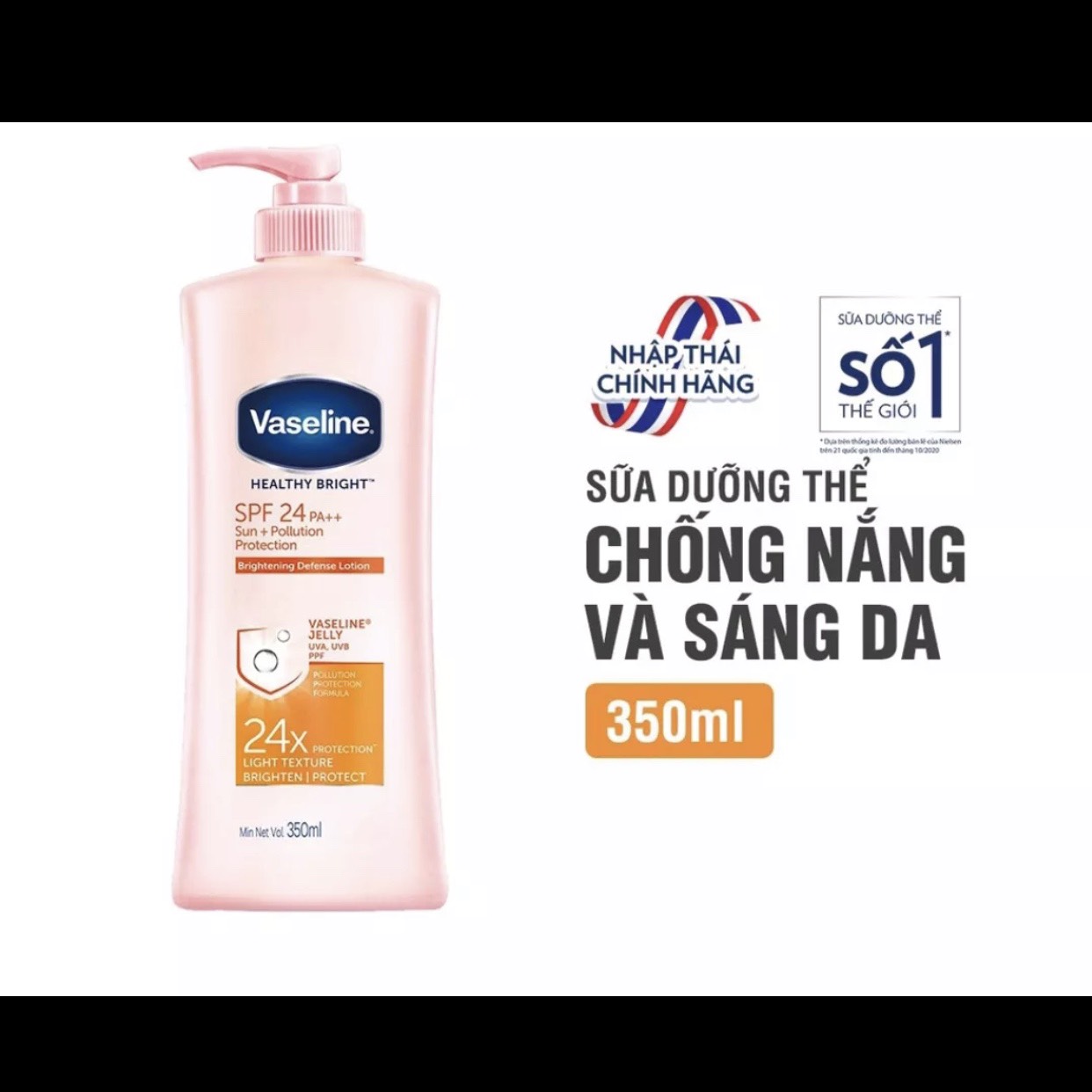 Sữa Dưỡng Thể Vaseline Trắng Da đủ loại 350ml