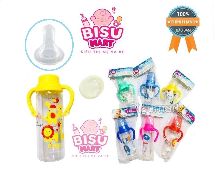Bình sữa cổ hẹp cho bé JuMi 120ml 240ml có tay cầm