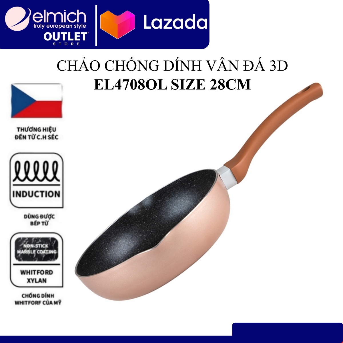 Chảo chống dính vân đá 3D ( Size 20, 24, 26, 28cm)