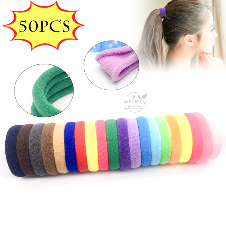 [HCM]Bịch 50 thun cột tóc đuôi ngựa cho trẻ em (Nhiều màu)