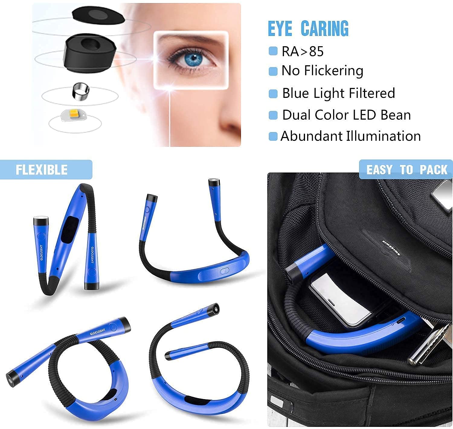 ĐÈN PIN ĐEO CỔ GLOCUSENT, 2 ĐẦU