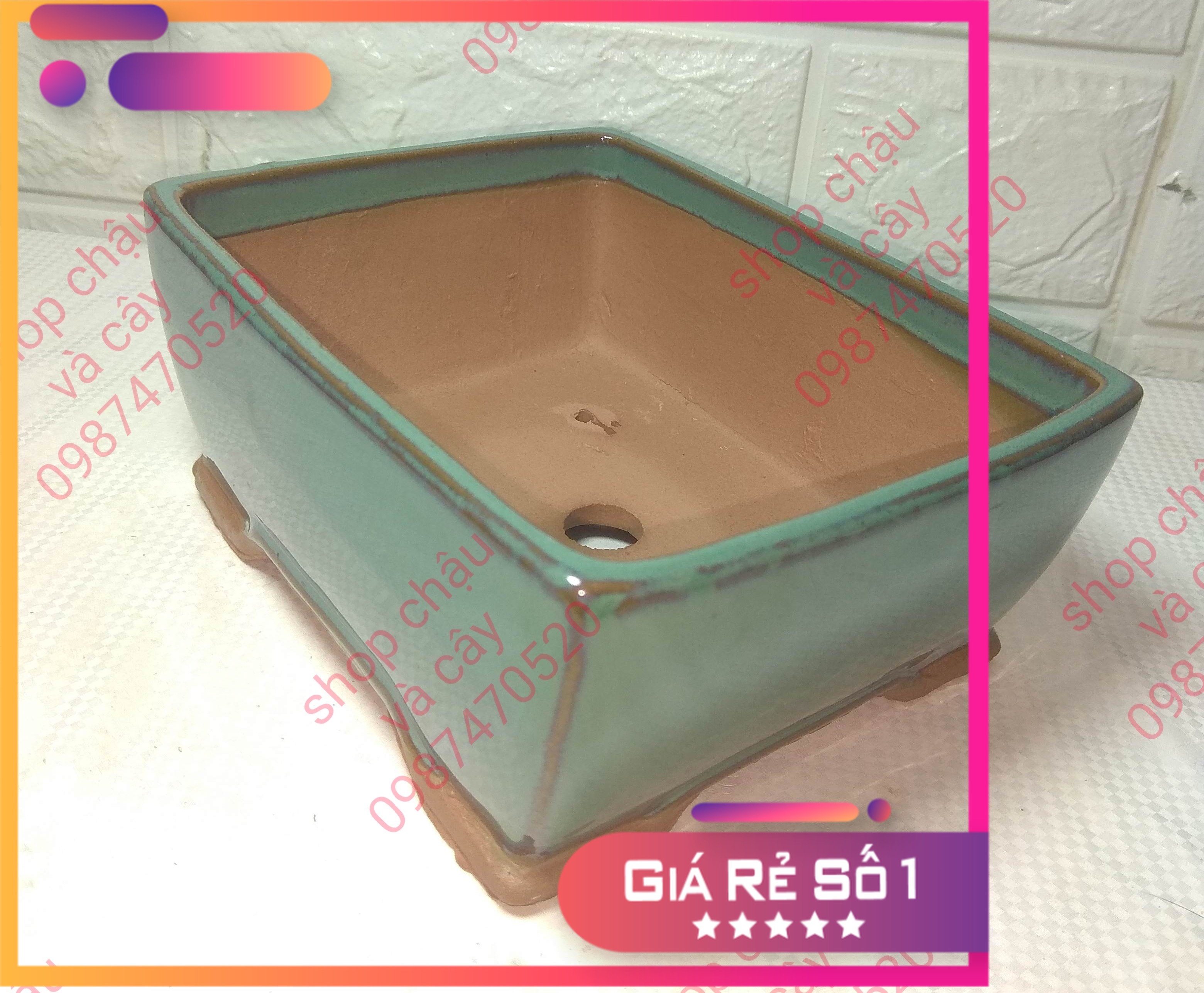 CHẬU MINI N7 MEN XANH,CHẬU MINI BÁT TRÀNG