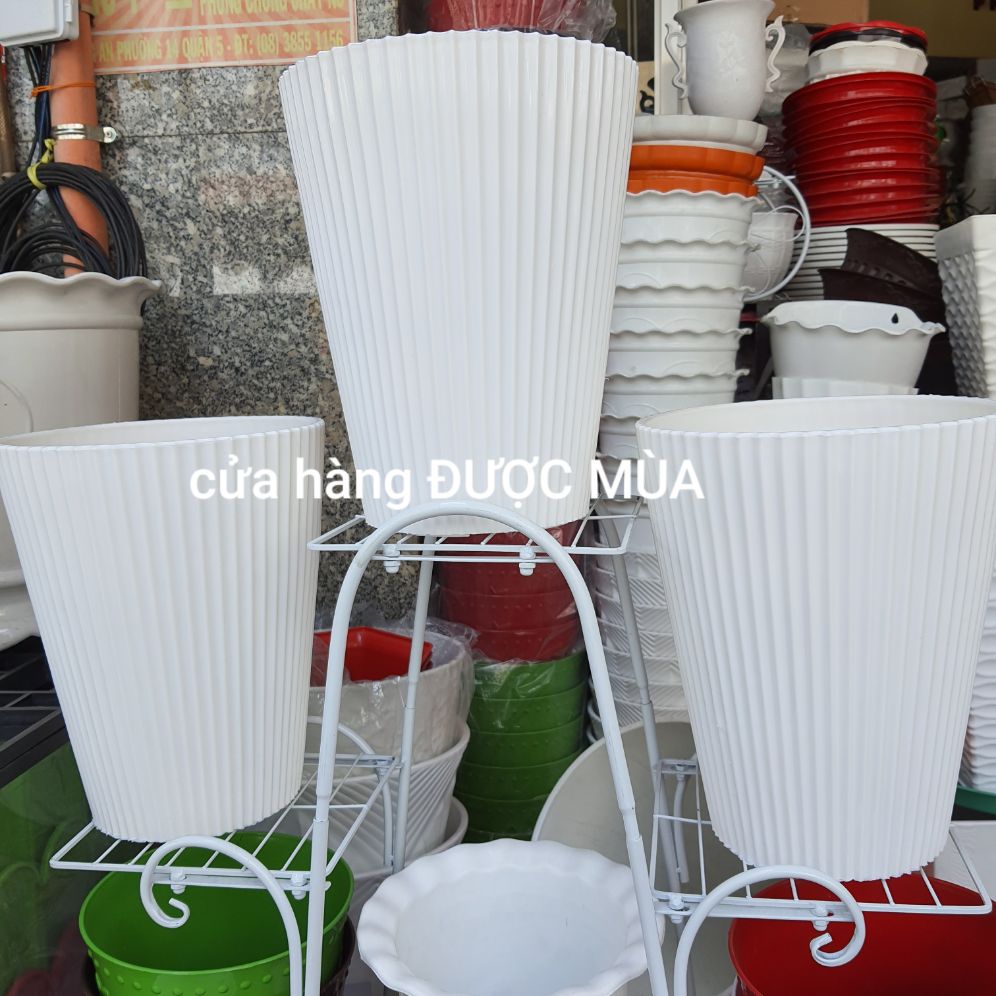 combo 2 chậu nhựa gân sọc đk24x30cm