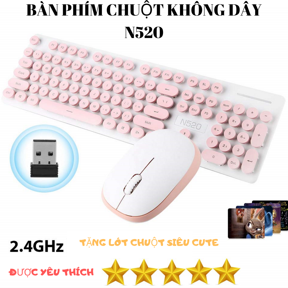 Bộ Bàn Phím Chuột Bluetooth Không Dây N520, ban phim va chuot khong day