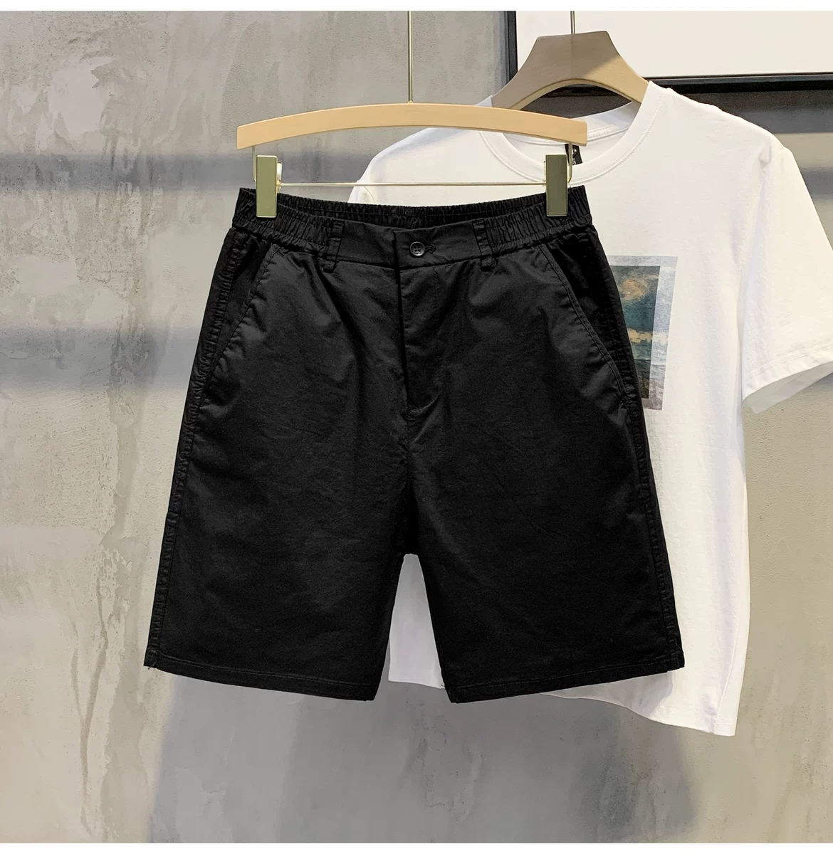 Quần short nam KAKI GIÓ cạp chun pha cúc trẻ trung