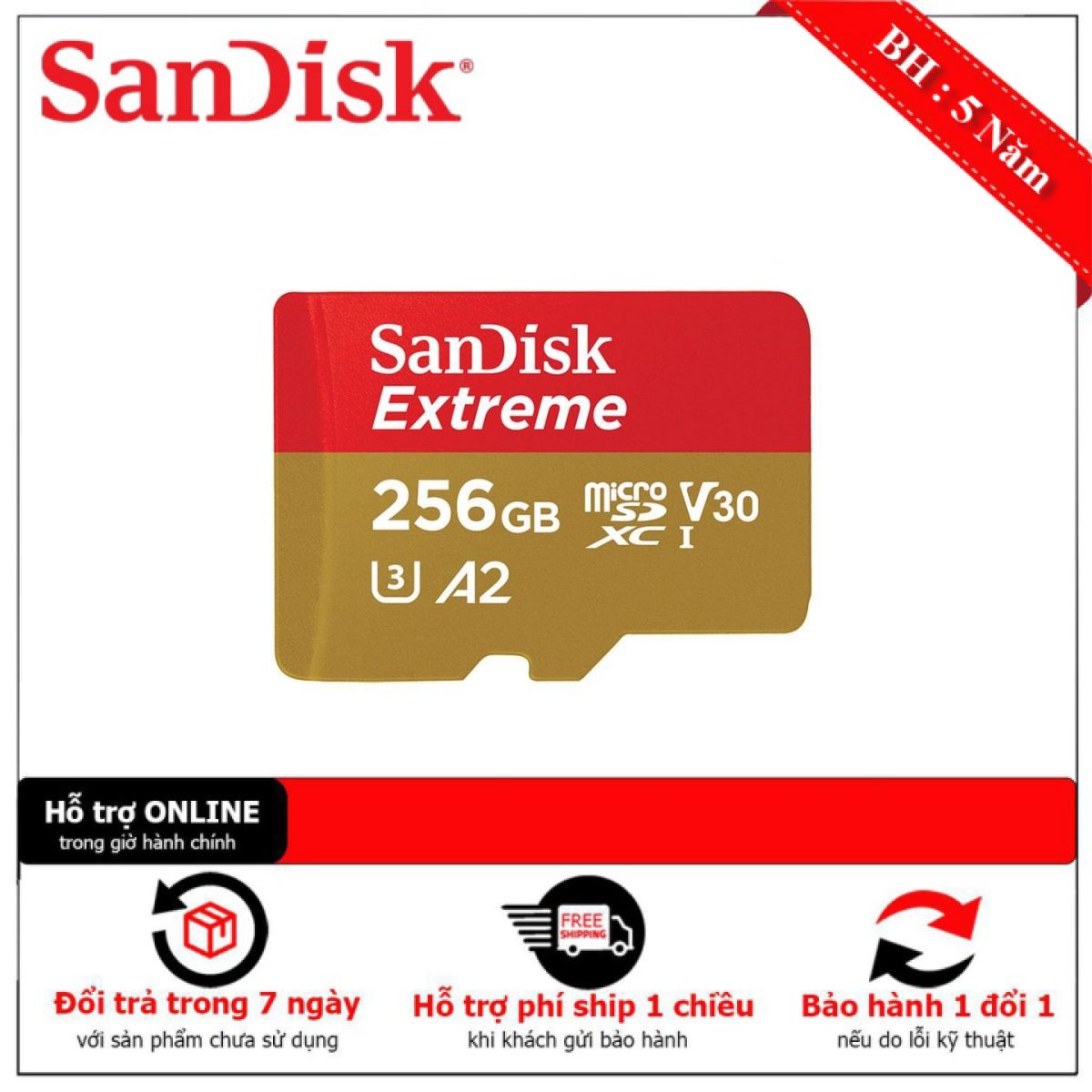 [HCM][Thanh Lý] Thẻ Nhớ MicroSDXC SanDisk Extreme V30 A2 256GB 160MB/s SDSQXA1-256G-GN6MN [Bảo Hành 5 Năm]