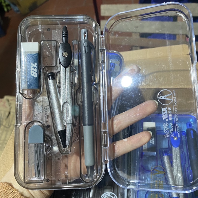 Hộp compa, eke, bút chì 8 món 2 tầng 8728_dochoigo