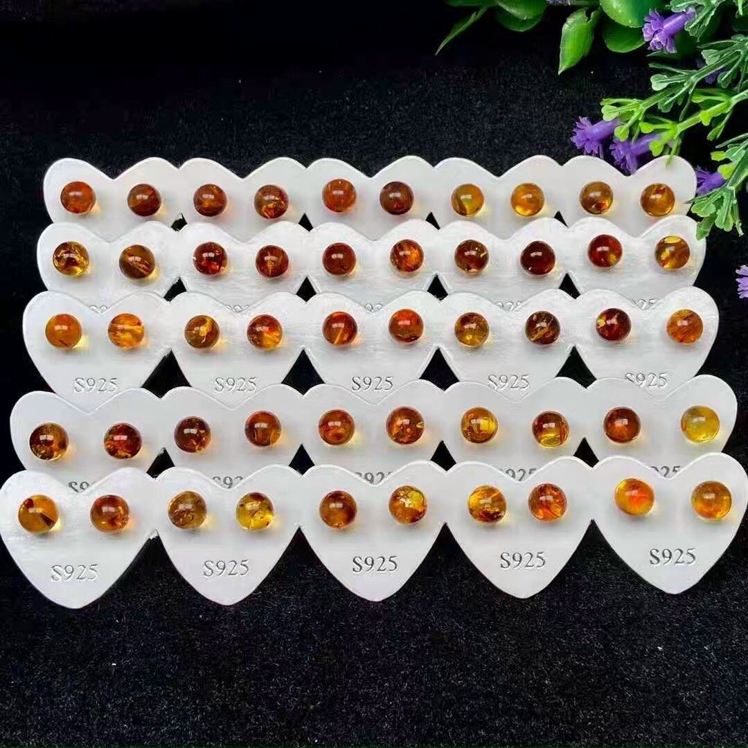 Bông tai, hoa tai nhựa thông hổ phách