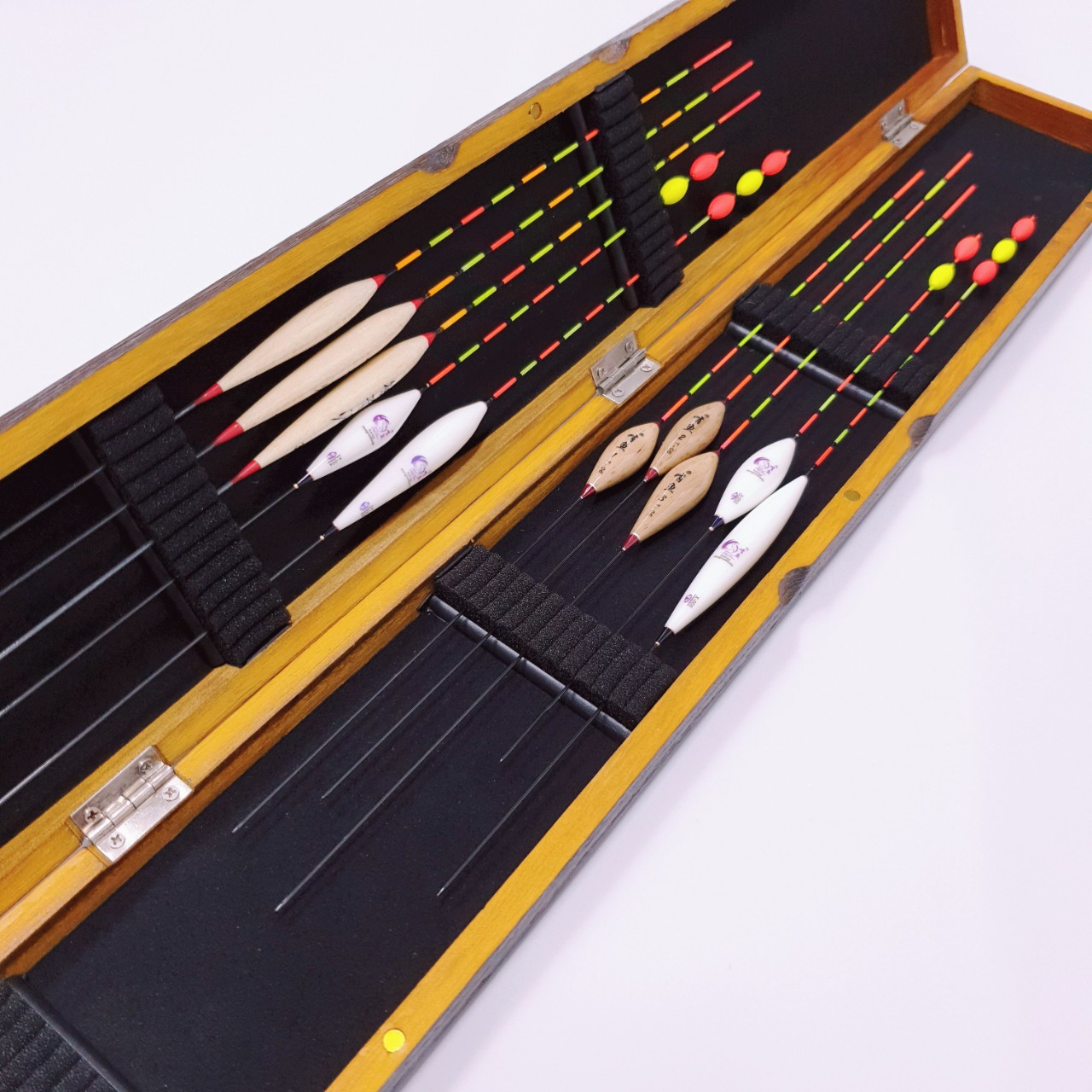 Hộp phao câu đài bằng gỗ + kèm 10 phao câu đài độ nhạy cao ( Ngu Long )