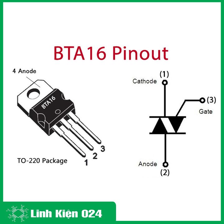 Triac BTA16-600B TO220 điện áp 600V 16A