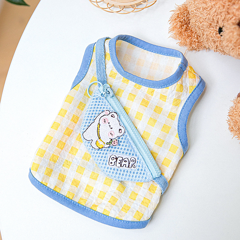 Áo ba lỗ gân thêu túi bao tử dành cho chó mèo