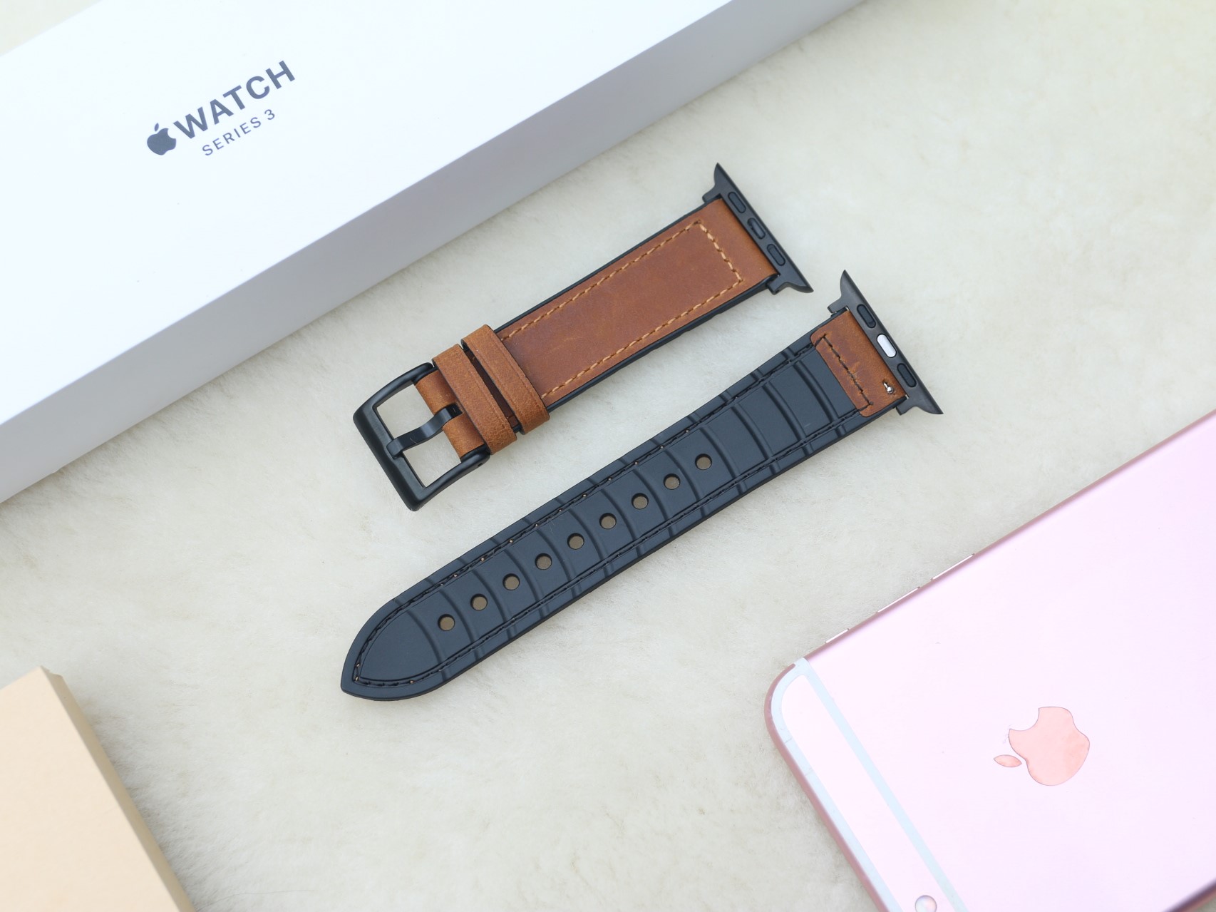 [ Kèm Hộp ] Dây da sáp dầu Vintage thay thế cho Apple watch
