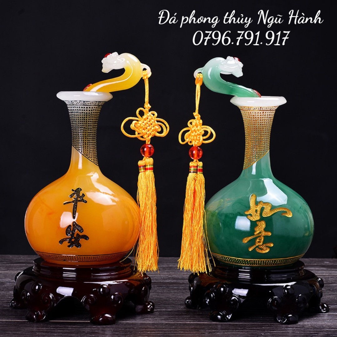 Cặp lục bình như ý, lọ hoa như ý phong thủy chiêu tài kích lộc - cao ~20cm
