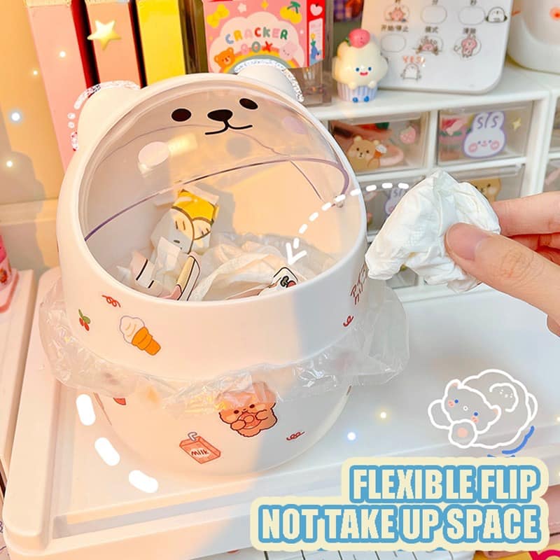 THÙNG RÁC MINI MÈO CON NẮP TRONG SUỐT
