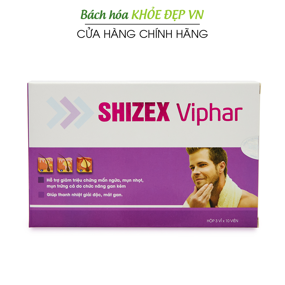 viên uống shizex viphar giảm mẩn ngứa, mụn nhọt, mụn trứng cá do gan kém 1