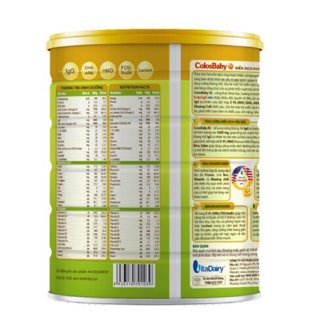 Sữa Colosbaby Iq Gold 1+ 800G