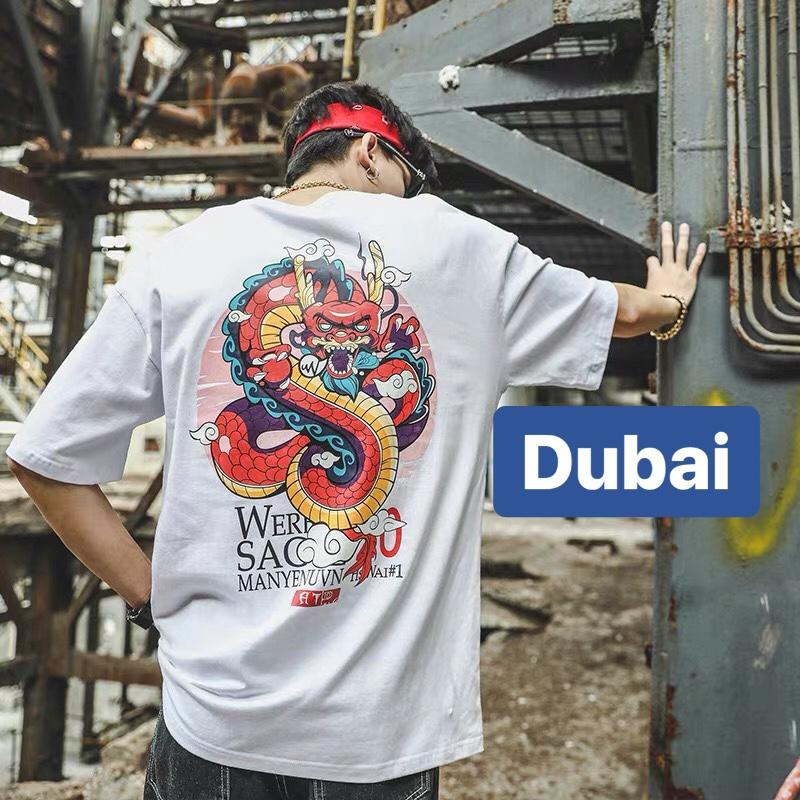 ÁO THUN NAM NỮ CON RỒNG LONG VƯƠNG PHOM FORM RỘNG TAY LỠ HOT TREND MẠNH MẼ SÀNH ĐIỆU VẢI DÀY MIN - DUBAI FASHION