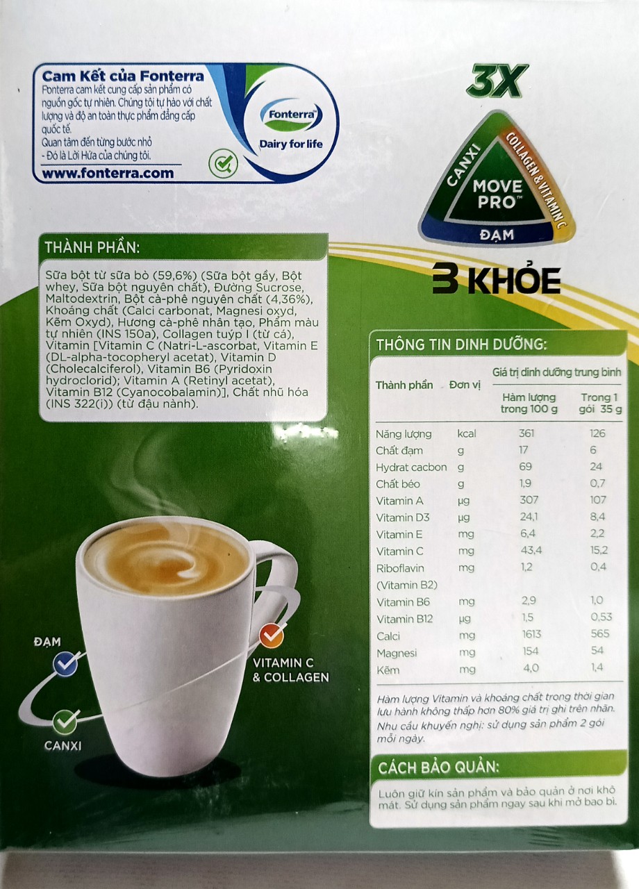 Sữa bột Anlene cà phê hộp 8x35g