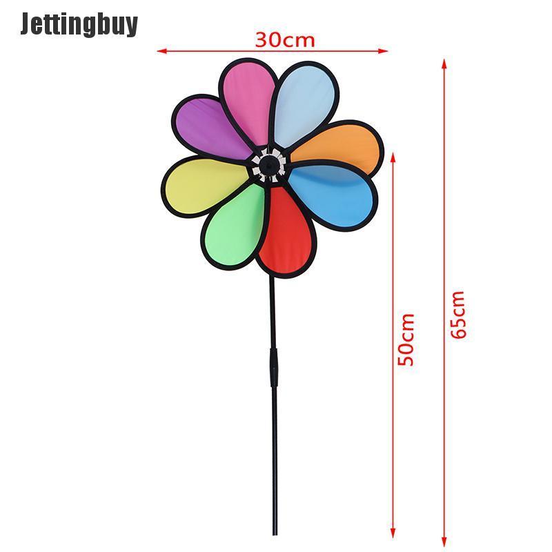 Jettingbuy Chong chóng cầu vồng hình hoa bằng vải polyester và sợi thủy tinh que kích thước 30*65cm thích hợp trang trí sân vườn/ngoài trời - INTL