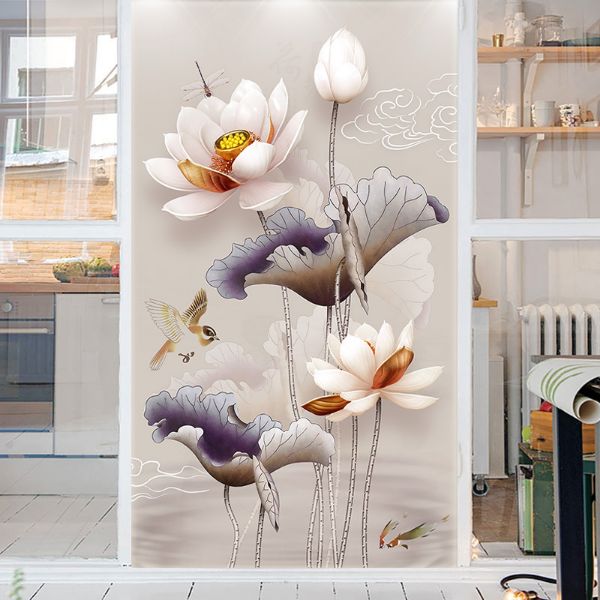 Tranh dán tường 3d hoa sen SN72