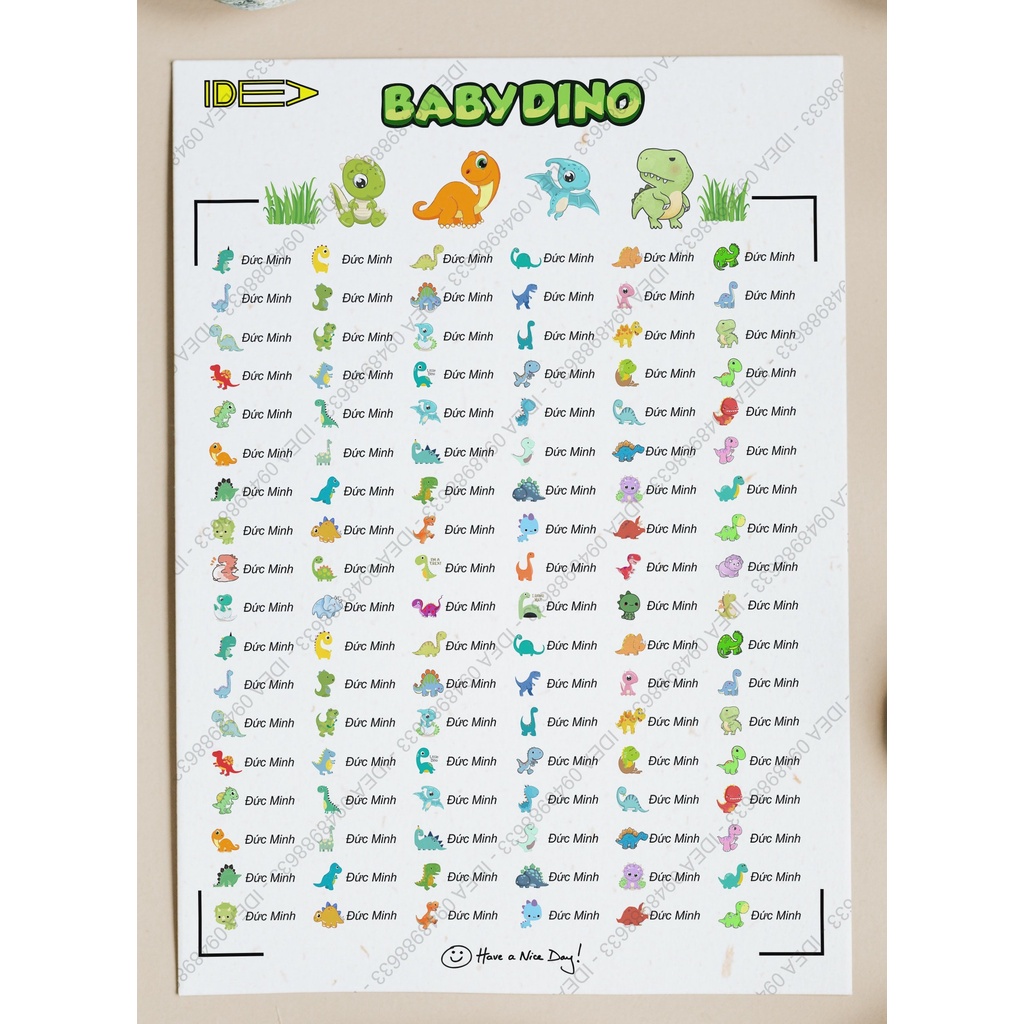 108 STICKER - PVC CHỐNG NƯỚC DÁN ĐỒ DÙNG HỌC TẬP (IN THEO YÊU CẦU)