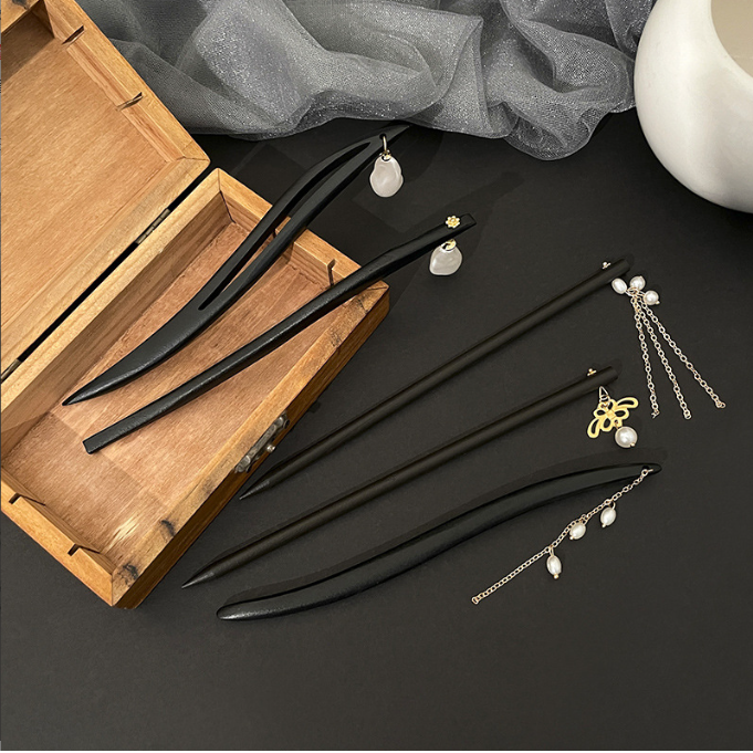 Trâm Cài Tóc Gỗ Đính Đá Phong Cách Cổ Trang Cho Nữ
