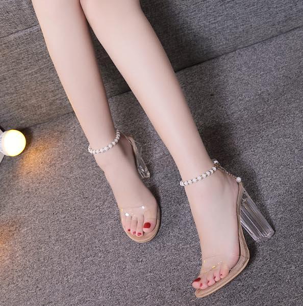 ( ẢNH THẬT) GIÀY QUAI TRONG ĐÍNH NGỌC CAO CẤP THỜI TRANG NỮ
