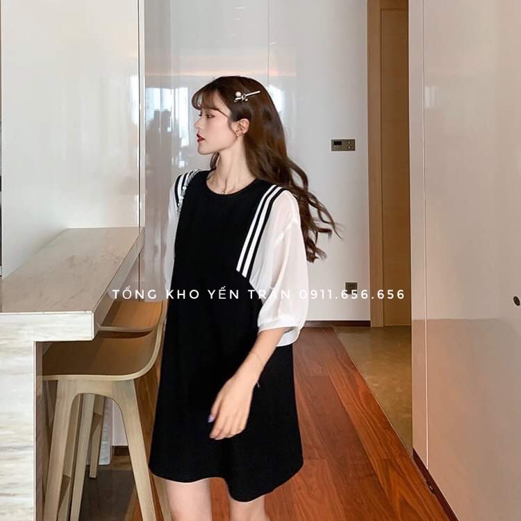 [Yến Trần] Đầm Suông Thủy Thủ Chất Đũi chuẩn bán Shop