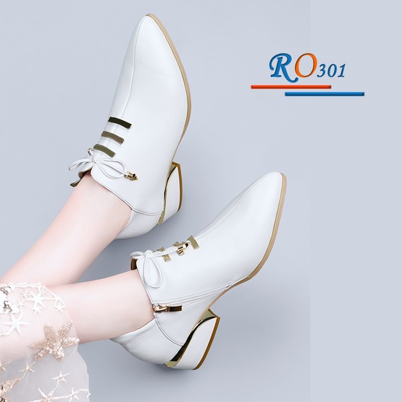 Giày bốt nữ cổ ngắn hàng hiệu Rosata RO301