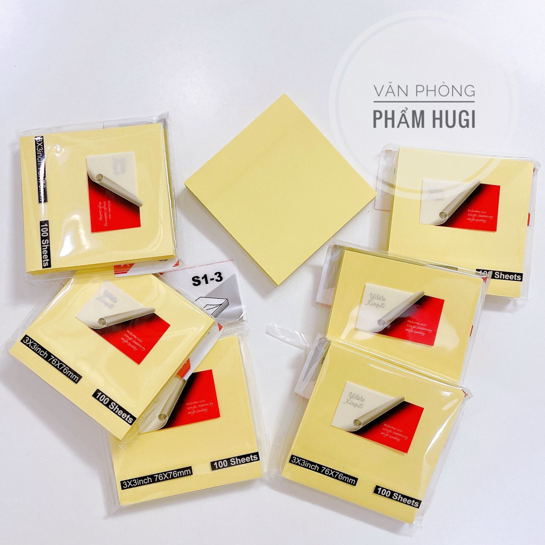 Giấy notes vàng hình vuông (76x76mm) xấp gồm 100 tờ - MixASale