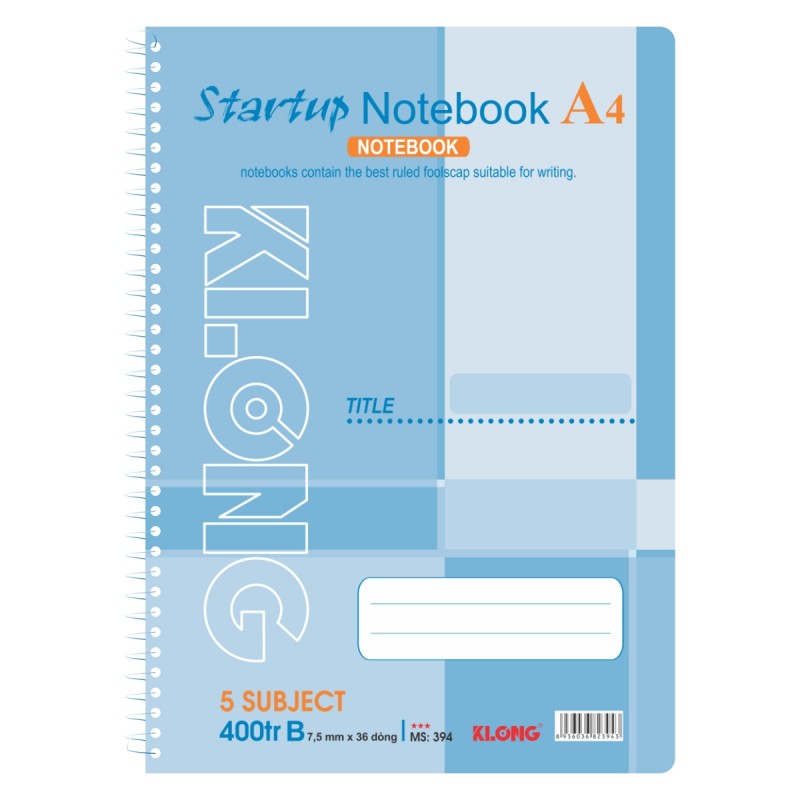 Sổ lò xo đơn A4 Klong 400 trang 394 - Định lượng 58gsm - Kích thước 210x297mm