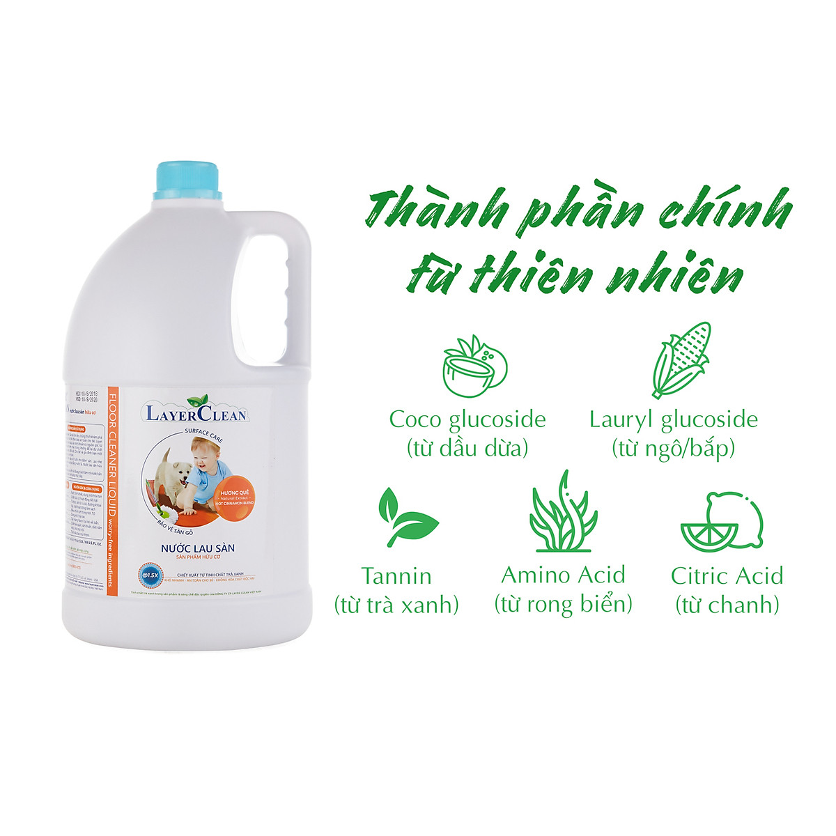 [HCM]Nước lau sàn hữu cơ Layer Clean - can 5 lít