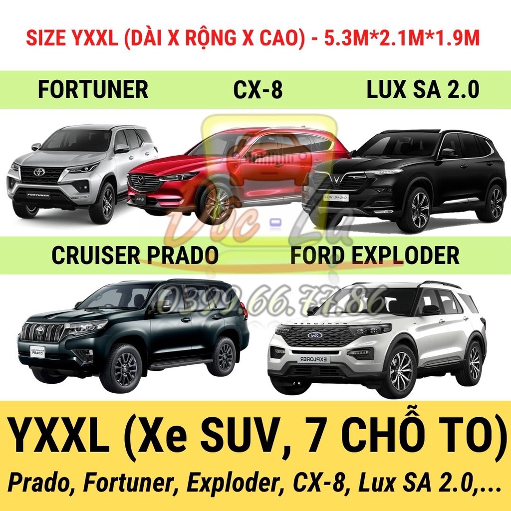 Bạt xe hơi , Bạt phủ xe ô tô tráng nhôm bạc cho xe 4 - 7 chỗ, có phản quang, có khóa kéo cửa lái, 3 lớp chống nóng, mưa, xước sơn, vân 4D