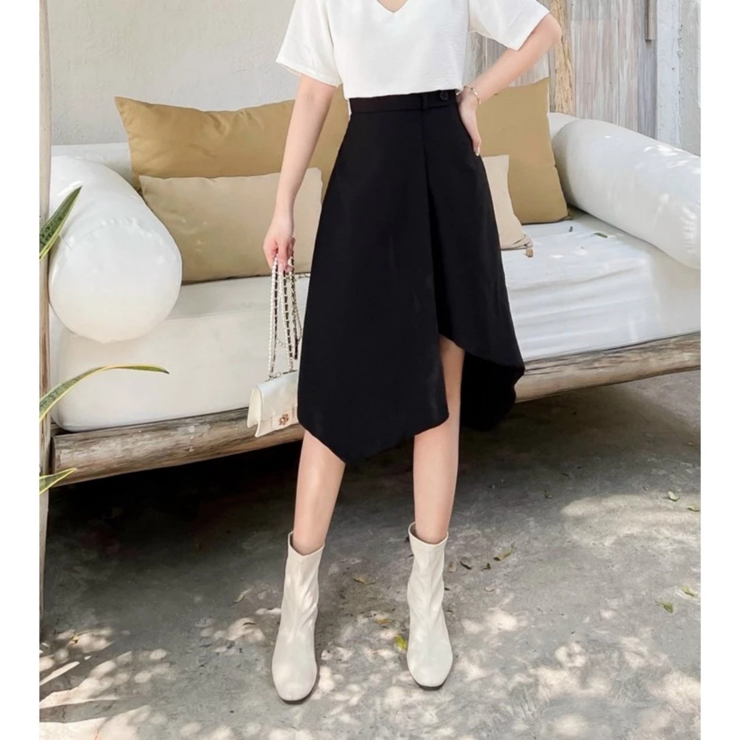 CHÂN VÁY XÉO LỆCH TÀ ĐẮP XÉO