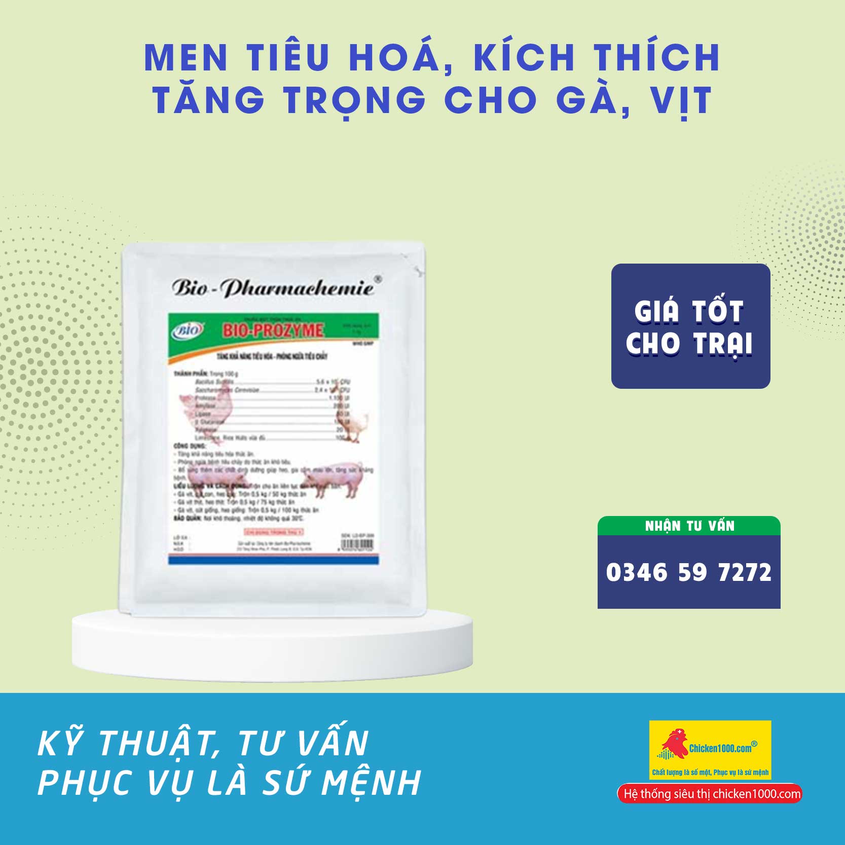 Men Tiêu Hoá Cho Gà Prozyme Bio Hỗ Trợ Tiêu Hoá