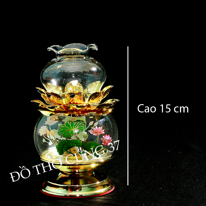 ĐÈN DẦU LƯU LY THỦY TINH 02 [ BÔNG SEN ]