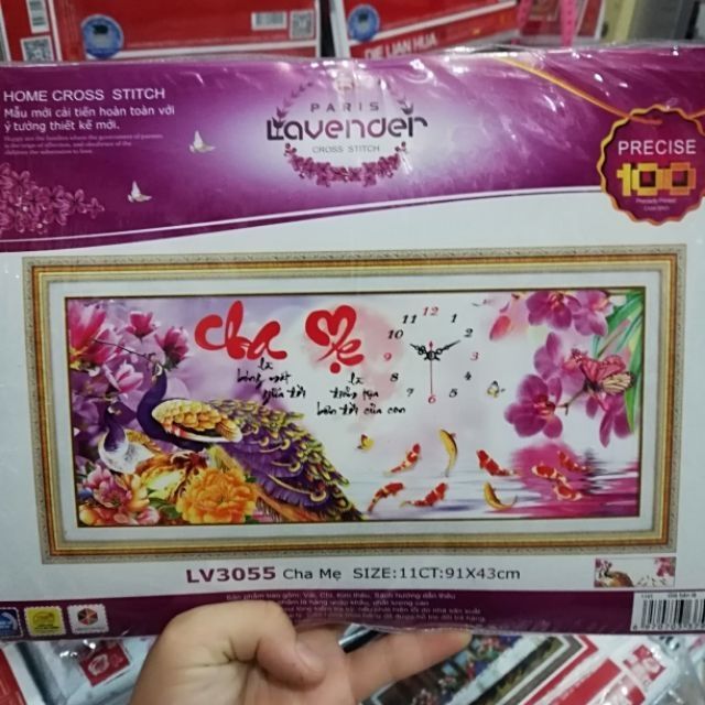 Tranh thêu chữ thập 3D Cha mẹ