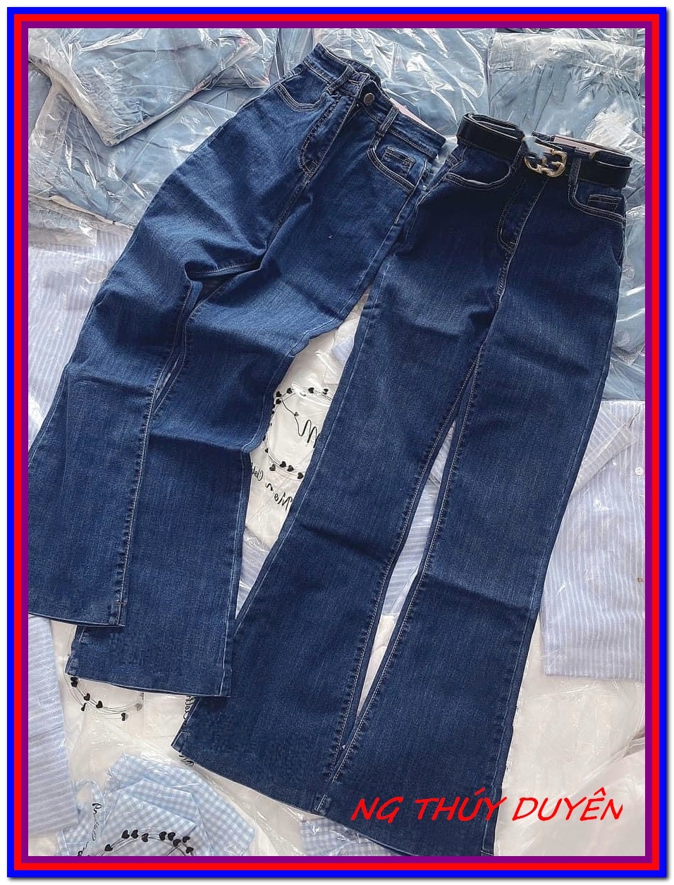 Quần jean nữ ỐNG LOE XANH ĐẬM siêu xịn chất jean giãn siêu đẹp quần bò chẩn siêu xịn giá sỉ siêu rẻ C6