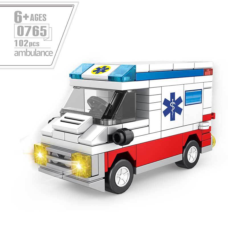 Mô hình lắp ghép mini Các loại ô tô trong thành phố, Mô hình xe Cứu thương/ Xe cứu hỏa/ Xe Bus/ Xe đầu kéo