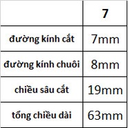 Mũi phay 7mm, 4 me cắt, chất liệu thép gió