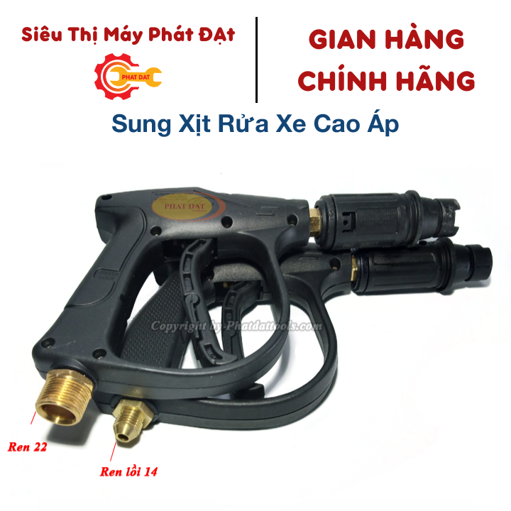 Sung xịt rửa xe cao áp chỉnh tia  cho máy rửa xe gia đình,máy rửa xe mini - Ren 14mm